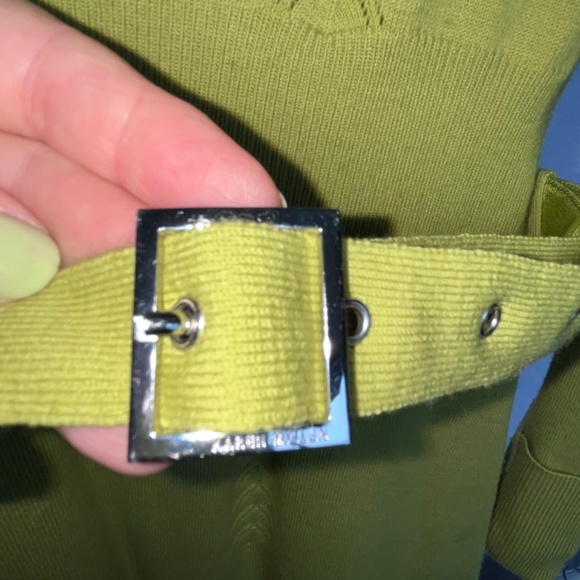 DONATED - Karen Millen (2) chartreuse (lime green/yellow) soft wool mini dress. - Picture 10 of 16